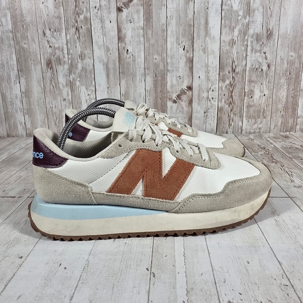 New Balance 237 Sea Salt Rust Blue Suede Leather Sneakers WS237BA Womens 10